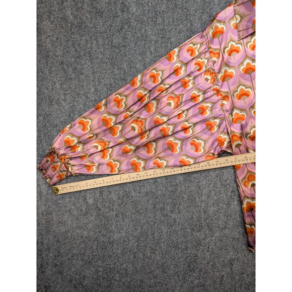 Lil Bee's Bohemian Womens Blouse Medium Floral Retro Boho Artsy Balloon Sleeve - Picture 4 of 9